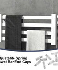 Adjustable Spring Replacement Towel Bar End Caps For Easy Swap Durable Plastic Wall Mount Ends With Spring Loaded Design Keeps Your Towel Rack Solid Clean And Ready To Go, white plastic towel bar end caps on wall rack