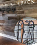 Heavy Duty Horse Bridle Rack With Bracket Hooks For Tack Room Organization Metal Halter Hanger on wooden wall