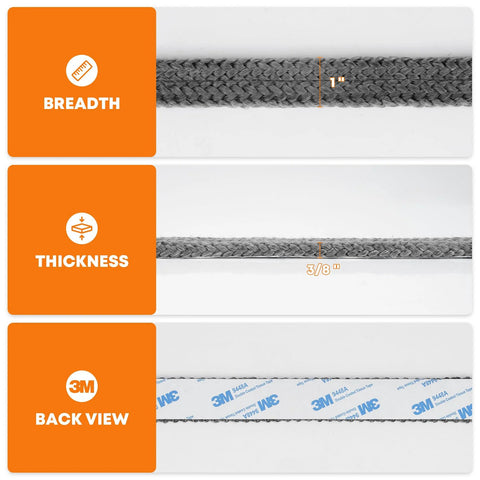 Stanbroil stove gasket tape, fiberglass, 5/8 in W x 1/8 in T, 72 in long; self-adhesive with 3M backing.