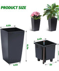 16 Inch Tall Planters Set Of 2 For Indoor And Outdoor Use In Black With Drainage Holes Inner Bucket And Water Level Monitors