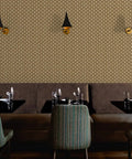 Premium Heavy Duty Neutral Moroccan Vinyl Wallpaper With Authentic Leather Texture Built Tough For Commercial Settings And Dead Easy To Hang Anywhere in a restaurant.