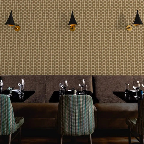 Premium Heavy Duty Neutral Moroccan Vinyl Wallpaper With Authentic Leather Texture Built Tough For Commercial Settings And Dead Easy To Hang Anywhere in a restaurant.