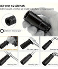 Hand holding socket from 20 Pieces 8 To 32 Millimeters Hex Air Socket Set With Extensions For Electric Wrench And Air Gun Repairs