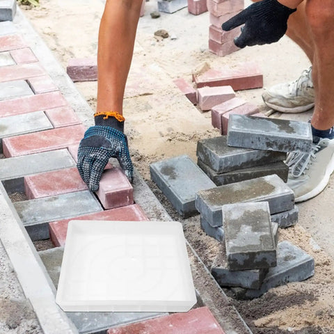 DIY Concrete Molds For Walkways And Patios Easy To Use Square Flagstone Paver Casting Mold in use creating pathway pavers