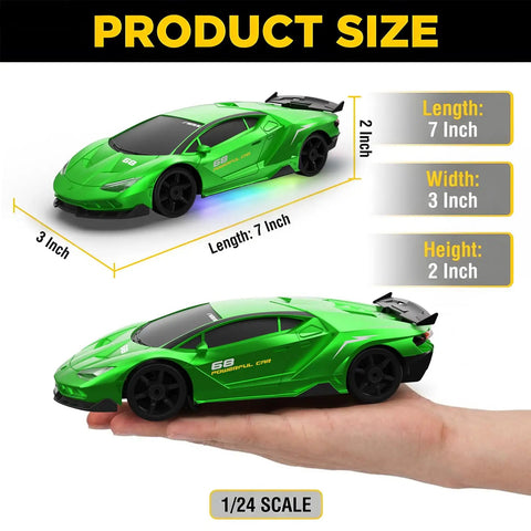 Remote Control Drift Car One Twenty Four Scale With 2.4GHz Four Wheel Drive High Speed RC Toy on hand showing size