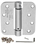 Four Inch Spring Loaded Self Closing Hinges With Five Eighth Inch Radius Corners Heavy Duty For Interior Or Exterior Doors Quiet Auto Close