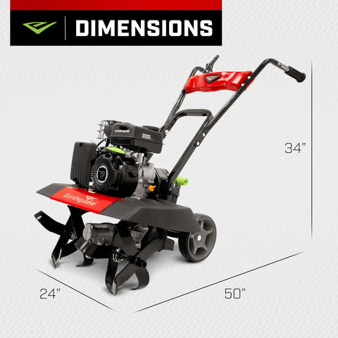 Versa 2-In-1 Tiller Cultivator Equipped With 99cc 4-Cycle Viper Engine, dimensions 34" height, 50" length, 24" width