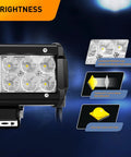 12 Inch 72W LED Light Bar Kit With 2 Pack 4 Inch 18W LED Pods Off Road Wiring Harness 16AWG 3 Leads For Truck SUV ATV UTV Golf Cart Boat With 2 Years Warranty, front view