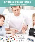 Family using Rock Tumbler Kit With 7 Day Timer For Kids And Adults, DIY Stone Polisher For Home Gemology, Includes Rough Gemstones