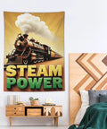 Vintage Steam Locomotive Tapestry Wall Hanging 60 By 80 Inches Durable Polyester Fabric Easy To Hang