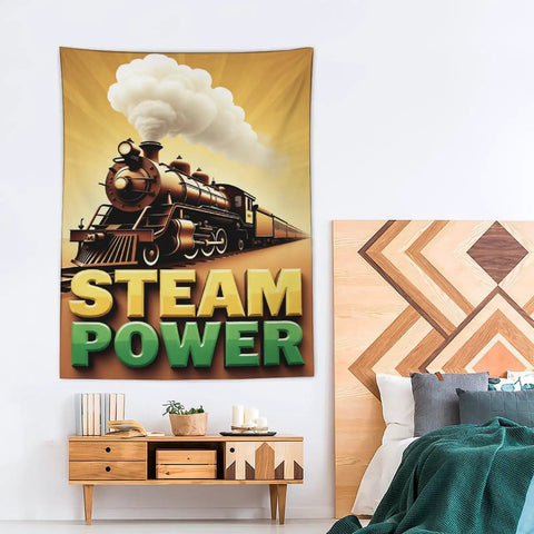 Vintage Steam Locomotive Tapestry Wall Hanging 60 By 80 Inches Durable Polyester Fabric Easy To Hang