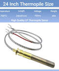 24-inch thermopile sensor with brass probe and braided metal cable, red and white leads