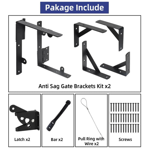 Two Pack Anti Sag Gate Hardware Kit For Wood Fence Gates Heavy Duty No Sag System With Anti Twist Gate Frame Corner Brackets Withstand Up To 150 Lbs Per Gate