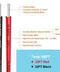 Ridiculously Flexible 14 Gauge Silicone Wire Set 66 Ft Total Dual Color Black And Red Oxygen Free Stranded Tinned Copper Cable High Temperature Resistance Perfect For Car Audio Electronics And DIY Hook Up details with dimensions and features