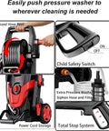 Heavy Duty Beast 4800 PSI Pressure Washer with Hose Reel, Child Safety Switch, and Soap Tank in Red for Home Cleaning