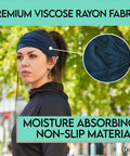 No Slip Sweat Wicking Headband For Men Japanese Style Bandana Black Size M Elastic Fit For Active Movement On Woman Outdoors