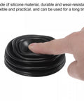 5 Pack Top Shelf Heavy Duty Silicone Drill Dust Collectors For Electric Hammer And Impact Drills Black showing flexible silicone material.