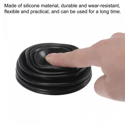 5 Pack Top Shelf Heavy Duty Silicone Drill Dust Collectors For Electric Hammer And Impact Drills Black showing flexible silicone material.