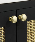 Brushed Gold Cabinet Knobs 10 Pack Modern Drawer Pulls installed on black cabinet