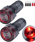 22mm Piezo Buzzer With Red Indicator Light 12V DC AC LED 7/8 Inch Mount Intermittent Beep Alarm Flash Signal For Electrical Control Panel DIY 2 Pack Built Tough Flame Resistant Housing Easy Install