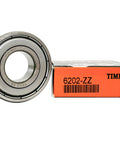 Pre Lubricated Double Metal Seal Deep Groove Ball Bearings In A Two Pack Measuring 15 X 35 X 11 Mm, bearing next to box