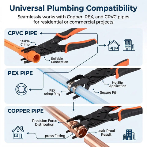 Push-In Clamp Pliers For PEX Pipe 1/2 3/4 1 Inch Quick Release Brass Fittings Removal Tongs for various pipe types
