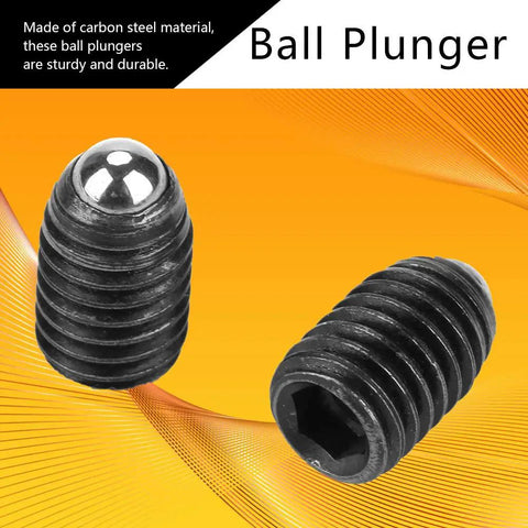 Rock Solid Carbon Steel Ball Spring Plungers M8x12 Hex Socket Machine Screws: close-up of durable carbon steel ball plungers.