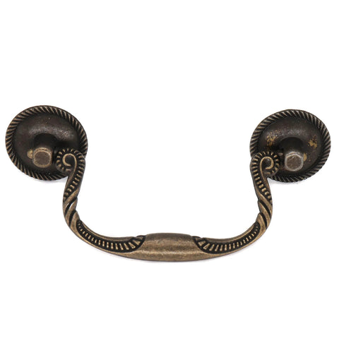 Antique Vintage 3.5 Inch Cabinet Drawer Pulls Set In Zinc Alloy 2 Pack With 4 Screws And 4 Supports Two Hole Cupboard Handles For Doors