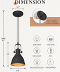 Diagram of Sunrise Inspired Modern Pendant Lights Set Of 2 Black And Orange Gold Metal Hanging Fixtures dimensions and specifications.