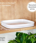 Rectangle Lazy Susan Turntable for Cabinets and Pantries, 360 Degree Spin Kitchen Organizer, White Speckled BPA Free on shelf