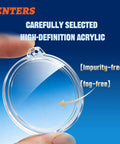 Close-up of impurity-free acrylic disc from 35mm Acrylic Keychain Making Machine Kit with one machine and 100 sets of materials.