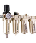 All-In-One Air Compressor Filter Regulator With Four-Stage Filtration And Desiccant Dryer, 3/4 Inch NPT, metal housing, gauge