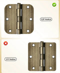 Antique Brass Interior Door Hinges 3 1/2 Inch With 5/8 Inch Radius, 18 Pack Built To Last Heavy Duty Residential Door Hardware shown