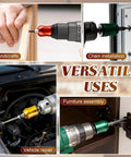 Magnetic Ring For Screwdriver Head Must Have Anti Slip Detachable Universal Fit For Electric Screwdrivers Drills And Impact Wrenches shown in various uses like vehicle repair and furniture assembly.