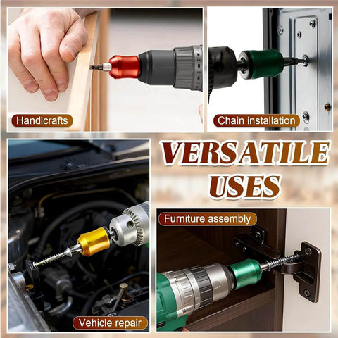 Magnetic Ring For Screwdriver Head Must Have Anti Slip Detachable Universal Fit For Electric Screwdrivers Drills And Impact Wrenches shown in various uses like vehicle repair and furniture assembly.