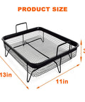 Crisping Oven Basket For Air Fryer Replacement Part Nonstick Stainless Steel Crisper Tray shown with dimensions 13x11x3 inches