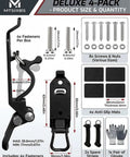 Shovel And Axe Mount Kit For Truck Roof Racks And Garage Organization Quick Release Tool Clamps Overlanding Gear Holder Bed Or Wall Mounted Bracket Heavy Duty Metal Rubber Construction Red Four Pack with included fasteners, screws, nuts, and anti-slip mats.