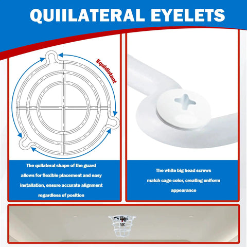 Tough As Nails White Sprinkler Head Guard To Shield Your Residential Fire Sprinklers From Accidental Hits features quilateral eyelets for easy installation.