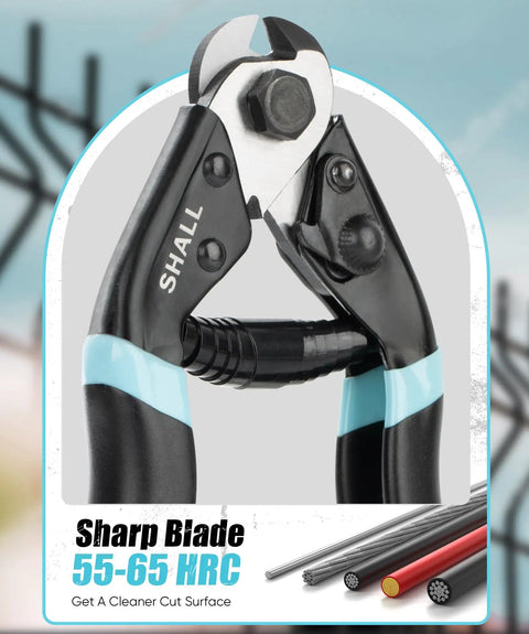 Close-up of Heavy Duty Cable Cutter Seven And A Half Inch For Wire Rope And Aircraft Cables with sharp forged chrome vanadium jaw.