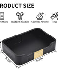 Lux Leather Valet Tray Desk Organizer And Nightstand Catchall Caddy For Jewelry, Watches, Keys, Phone, Wallet, Cosmetics, Remote, And Pen Water Resistant Anti Scratch Black, size 8.5x5.8x1.9 inches