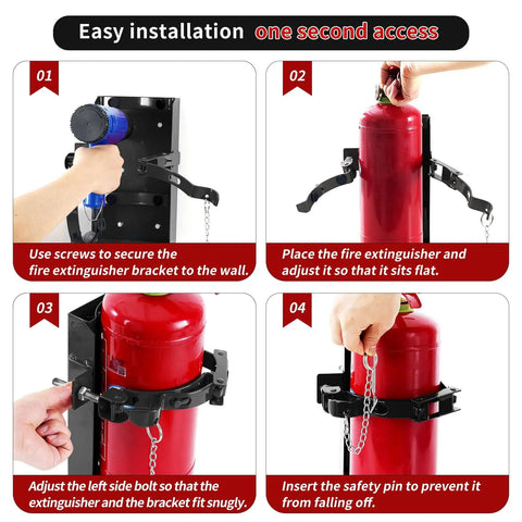 Steps to install Heavy Duty 20 Lb Fire Extinguisher Bracket Wall Mount Holder for 20 Lb Dry Chemical and 10 Lb CO2 extinguishers