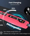 Mini Cordless Rotary Tool Kit With 5 Speed 3.7V Rechargeable USB Charging 129 Accessories, pink tool showing charging levels