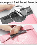 Close-up of self-seal feature on Light Pink 8.5x12 Inch Bubble Mailers, 40 Pack Padded Poly Mailers With Self Seal, Opaque Matte Finish