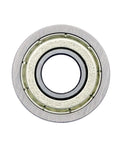 Flanged Deep Groove Ball Bearing Three Eighths By Seven Eighths By Nine Thirty Two Thousandths Inches FR6ZZ, Set Of 10 Bearings For Machinery Automotive And DIY Projects, Smooth Rotation Durable Steel Construction, front view