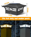 Slick Heavy Duty Solar Post Cap Lights Outdoor 12 Pack Waterproof, 4x4 cap light fitting on wooden post with warm and cool white glow.