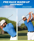 Golfer using 5 In 1 Retractable Golf Swing Trainer With Arm Band For Right Or Left Handed Practice Indoor And Outdoor Use