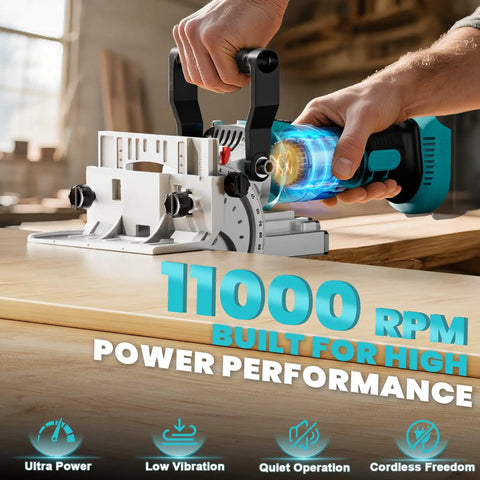 Cordless Biscuit Joiner Compatible With Makita 18V Batteries Plate Joiner Kit 11000 RPM 0 to 90 Degree Cutting Woodworking