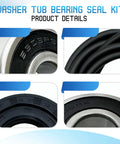 Washer Tub Bearing Seal Kit Replacement For LG And Kenmore Washers, Upgraded Durable Bearing Seal Set Replaces MDS62058301, 4280EN4001G, 4280EN4001F And Fits MAP61913708 And MAP61913709, 4280EN4048Z And 4280EN4048Y For Easy No Brainer DIY Fix, black bearing and seal close-up