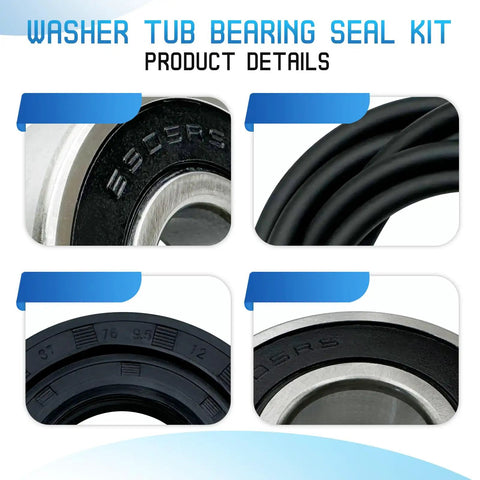 Washer Tub Bearing Seal Kit Replacement For LG And Kenmore Washers, Upgraded Durable Bearing Seal Set Replaces MDS62058301, 4280EN4001G, 4280EN4001F And Fits MAP61913708 And MAP61913709, 4280EN4048Z And 4280EN4048Y For Easy No Brainer DIY Fix, black bearing and seal close-up
