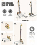Heavy Duty Portable Manual Lifting Stacker With Effortless Winch For Moving 80kg Loads In The Shop Or Job Site No Power Needed Easy One Man Operation fork extension dual-rod design assembly steps